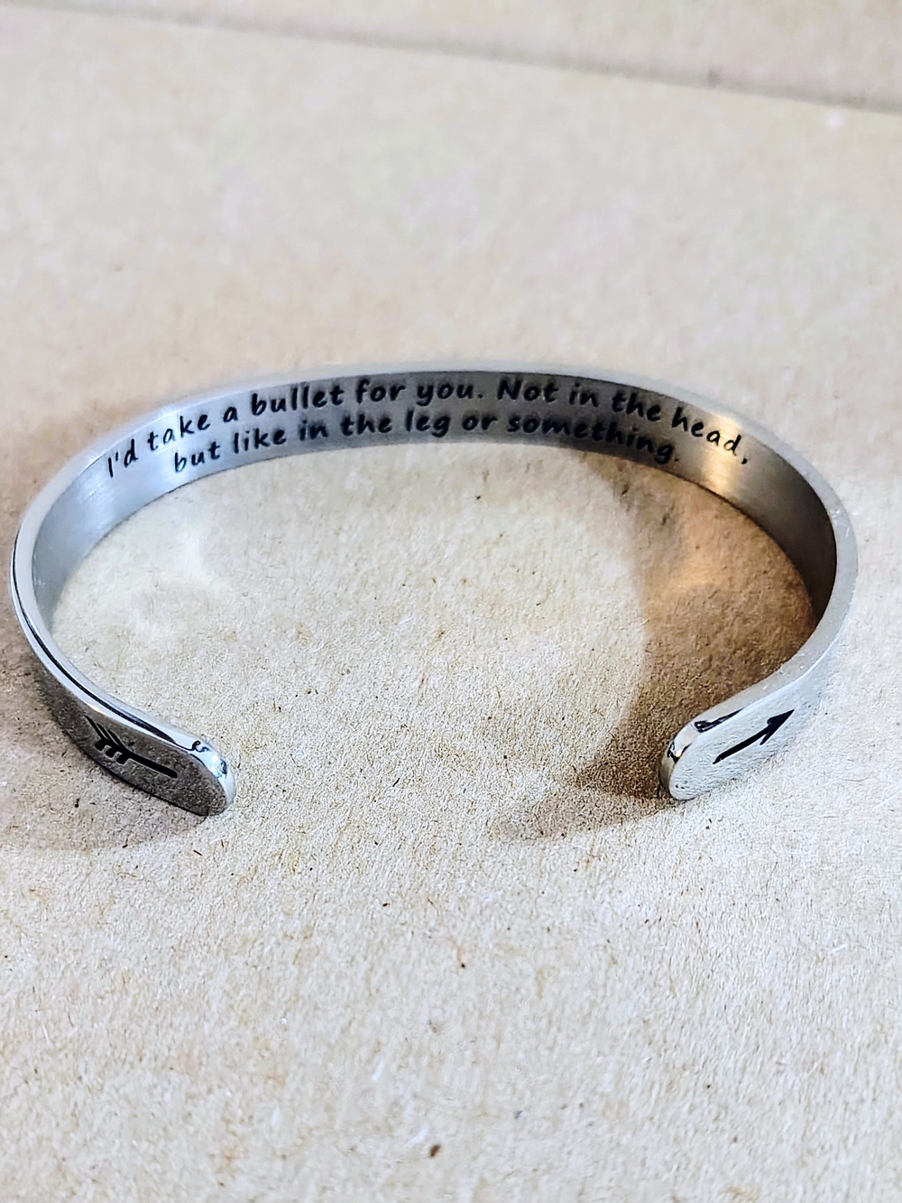 I'd Take A Bullet For You Steel Cuff Minimalist Bracelet Friendship Clean